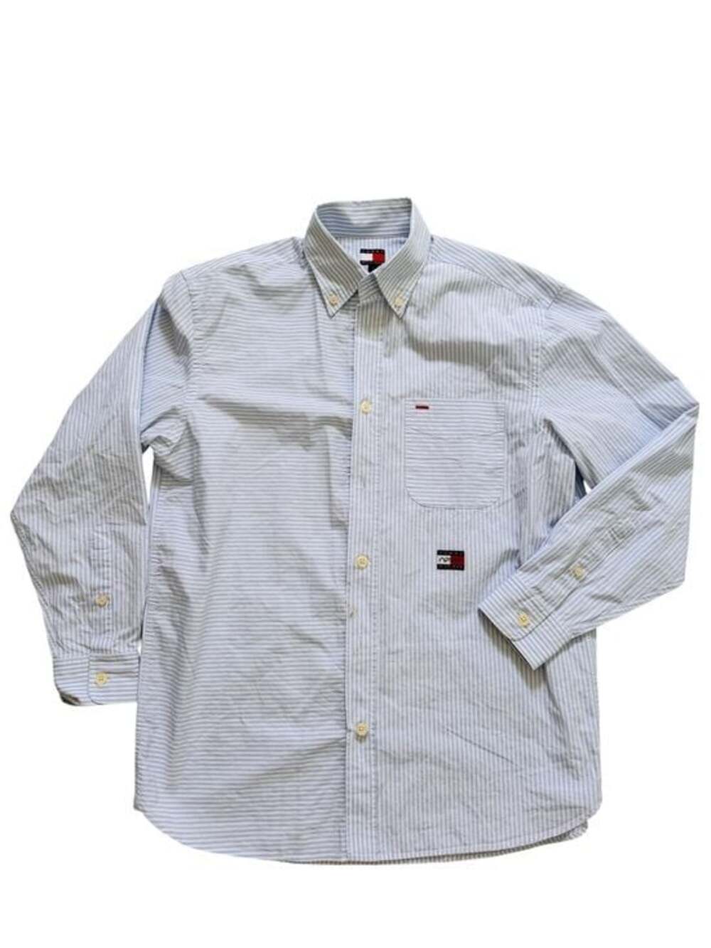 NWT Tommy Hilfiger Blue White Striped Button Down Oxford Shirt Size S